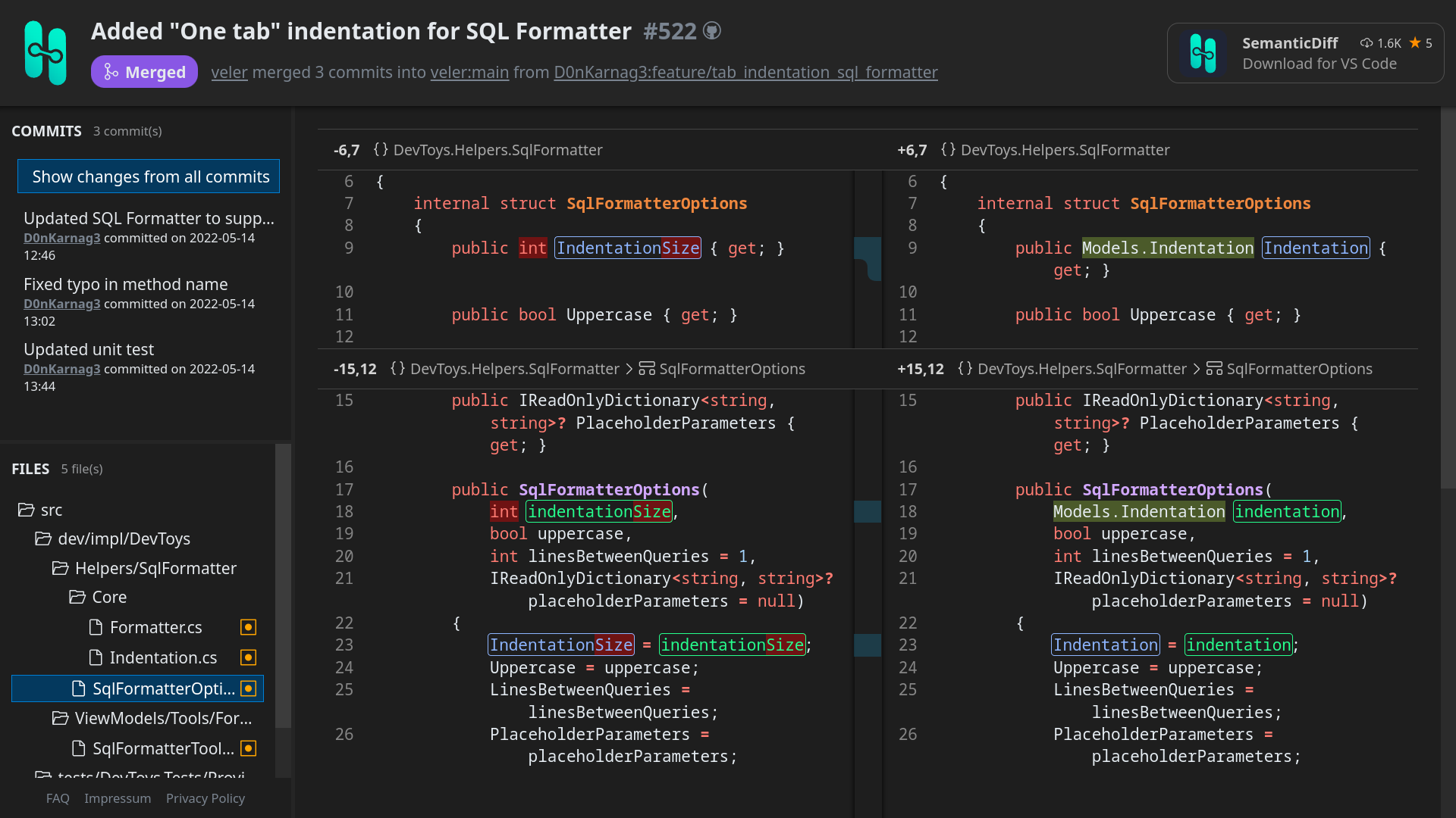 SemanticDiff Pull Request Viewer Diff