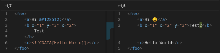 XML example in SemanticDiff