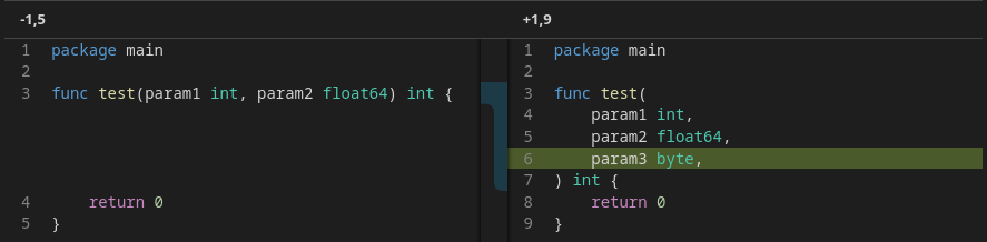 Go code changes in SemanticDiff