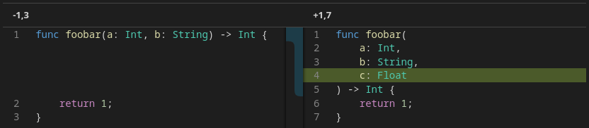 Swift toy example in SemanticDiff