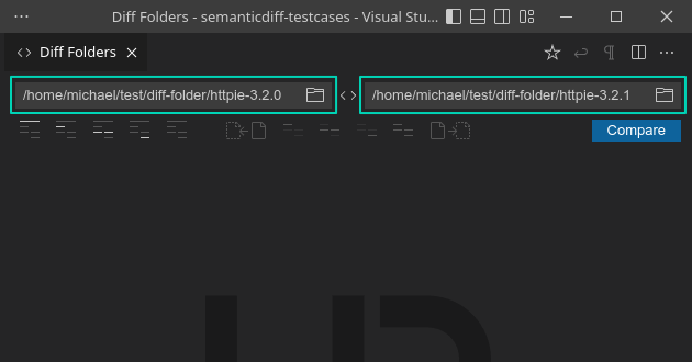 Select folders to compare in VS Code