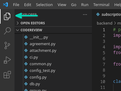 Open Explorer view in VS Code