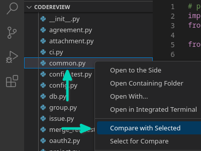 Comparing Files in Visual Studio Code