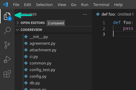 Open Explorer view in VS Code