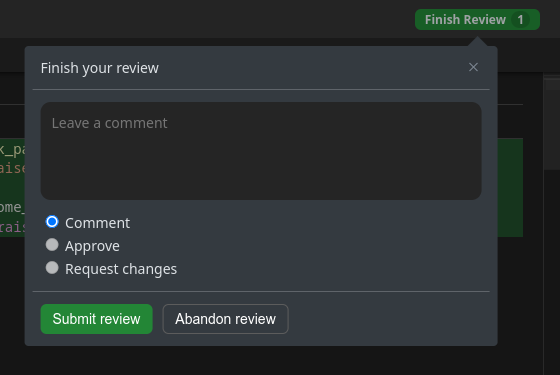 Finish review popup