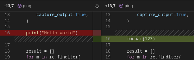 Added and removed line in SemanticDiff