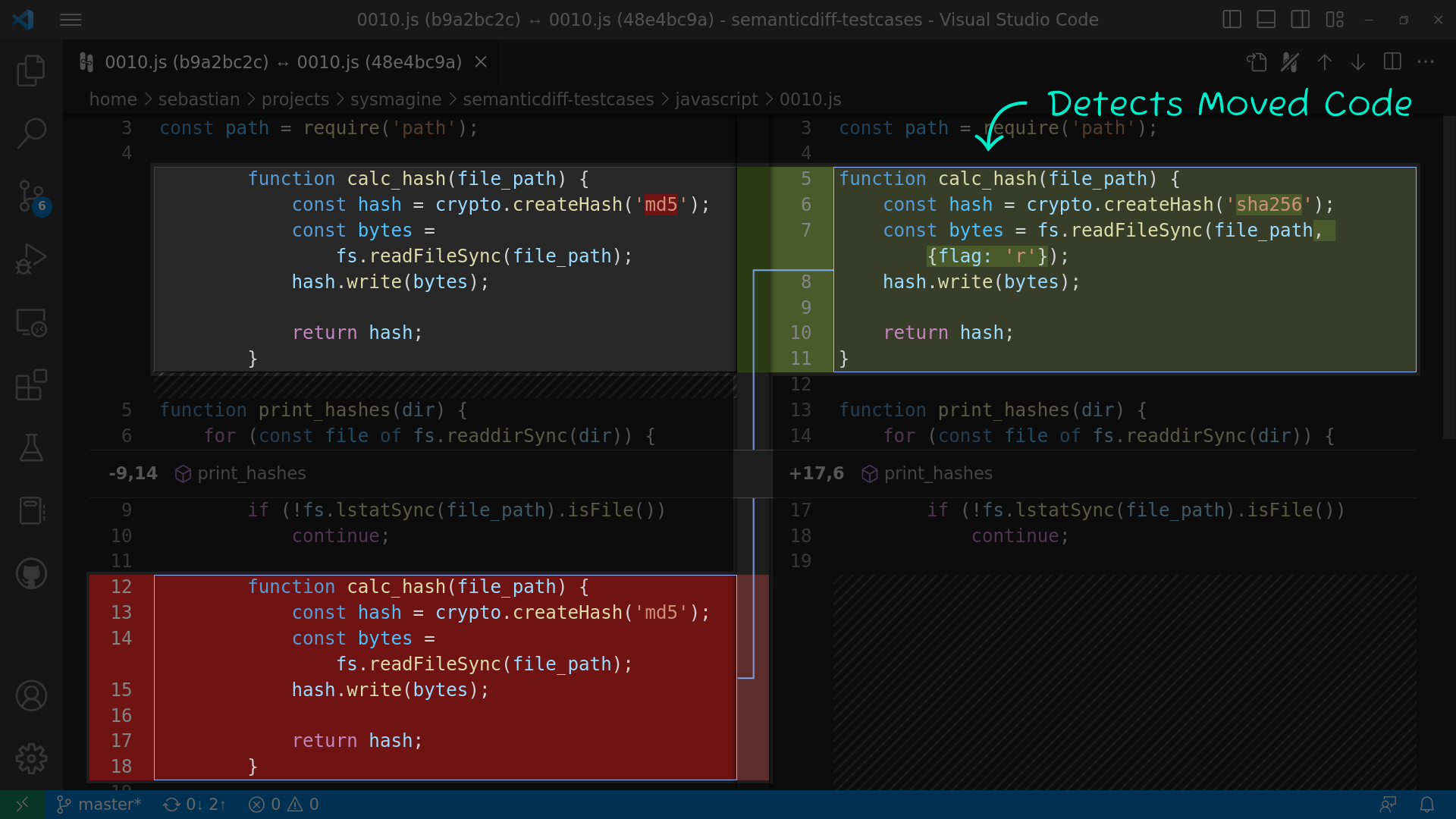 Move code in SemanticDiff - highlighted